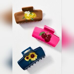 NWOT Anthropologie Fruit Icon Claw Clips, Set of 3
